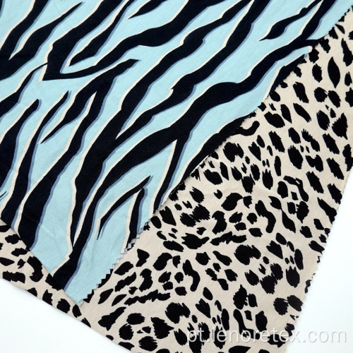 Malha Viscose Leopard Impresso Spandex Single Jersey Tecido